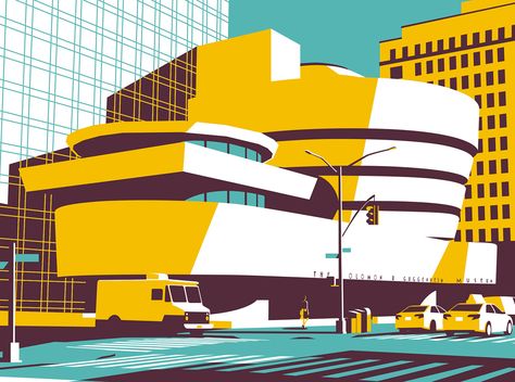 Building Illustration, People Figures, Illustration Portfolio, Illustration Agency, Guggenheim Museum, Architecture Illustration, Architecture Visualization, European Designs, Editorial Illustration