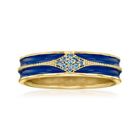 Established in 1952, Ross-Simons presents contemporary styles with a timeless appeal. A colorful ring stack is a memorable ring stack! A cluster of sapphire accents, royal blue enamel stripes and milgrain detailing decorate this sleek 18kt yellow gold over sterling silver band, for a design that instantly draws the eye. 3/16" wide. Sapphire-accented ring. Each Ross-Simons item arrives in a fine jewelry presentation box. Shop Ross-Simons jewelry risk-free as all items include a 30-day, 100% money Accented Ring, Dragon Hoard, Enamel Rings, Colorful Ring, Constellation Ring, Dream Things, Gold Stacking Ring, Sapphire Birthstone, Black Stone Ring