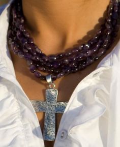 Chunky Jewelry, Western Jewelry, A Necklace, Cross Jewelry, A Cross, Silver Cross, Strand Necklace, Jewelry Projects, The Cross