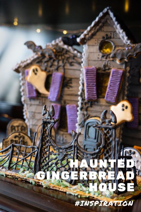 Why save gingerbread for Christmas? Make a Haunted House for Halloween! This Gingerbread Recipe is perfect for construction and for eating. The house and decor is inspired by Stephen King's house. Recipe For Gingerbread House, Gingerbread House Construction, Make A Haunted House, Recipe For Gingerbread, Haunted Gingerbread House, Halloween Gingerbread House, Gingerbread House Template, Flooding Cookies, House Template