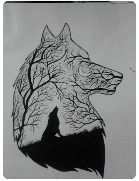 Pencil Sketch Ideas Easy, Cool Wolf Drawings Easy, Wolf Silhouette Drawing, Wolf Art Drawing Sketches, Wolf Artwork Draw, Simple Wolf Drawing, Drawing Ideas Wolf, Wolf Drawing Sketch, Drawings Of Wolves