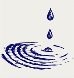 Rain drops in the water Royalty Free Vector Image Moving Water Drawing, Water Movement Drawing, Water Easy Drawing, Rain Drops Drawing, Rain Drop Tattoo, Water Drawing Simple, Water Drawing Easy, Drawings Of Water, Water Doodles