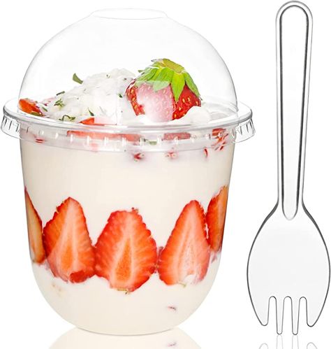 Mini Yogurt Parfait Cups, Individual Yogurt Parfait Cups, Fruit Cups With Lids For Party, Pudding Cup Packaging, Plastic Cups Design, Small Plastic Dessert Cups, Parfait Cups, Parfait Desserts, Pudding Cups