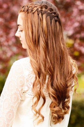 Sensual Waterfall Braid Hairstyles ★ See more: https://lovehairstyles.com/waterfall-braid-hairstyles/ Hair Braids Ideas, Hairstyles For Dances, Braid Variations, Braided Bangs Hairstyles, Tree Braids Hairstyles, Brown Hair Color Chart, Braid Looks, Braided Hair Ideas, Braid Your Own Hair