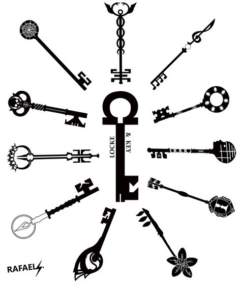 Key Design Art, Locke And Key Tattoo, Locks And Keys, Locke And Key Wallpaper, Lock And Key Netflix Wallpaper, Locke Key Wallpaper, Key Flash Tattoo, Locke And Key Aesthetic, Locke And Key