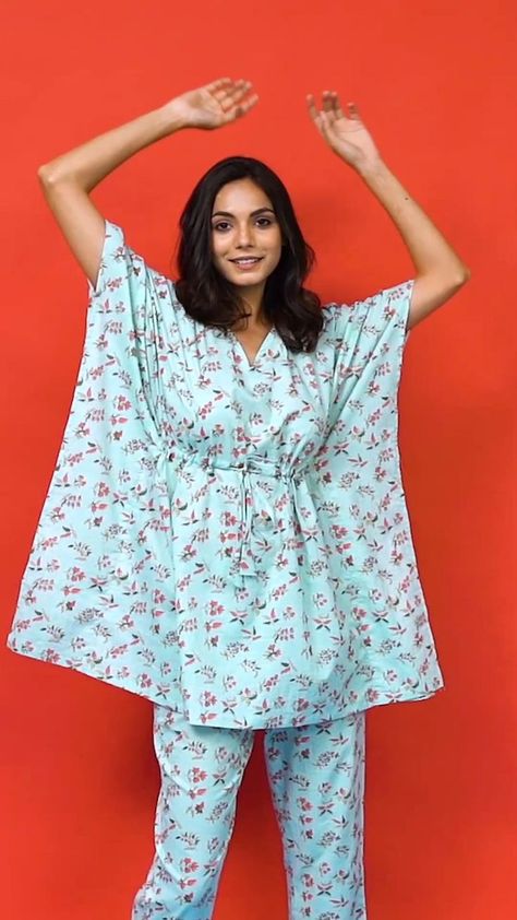 Everyday loungewear and sleepwear in lightweight cotton. | Girls night dress, Night dress for women, Kaftan designs Girls Night Dress, Cotton Night Dress, Kaftan Designs, Simple Kurta Designs, Designer Kurti Patterns, Dress Night, Coordinating Outfits, Kurta Designs Women, Night Dress For Women