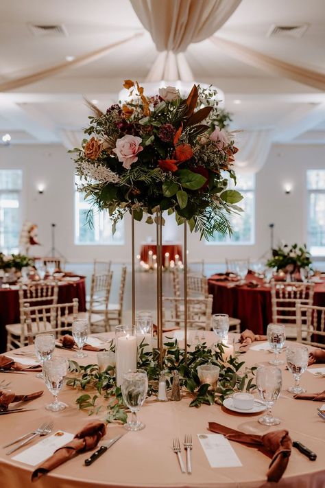 Photo By: Off Path Photography Path Photography, Floral Arrangement Wedding, Bridal Shower Inspo, Tall Centerpieces, Wedding Table Flowers, Floral Centerpiece, Fall Wedding Bouquets, Floral Arrangements Wedding, Table Arrangements