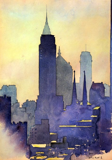 new york city scape watercolor Watercolor Cityscape, I Love New York, Watercolor City, Chrysler Building, 수채화 그림, Watercolor Inspiration, Urban Sketching, Art And Illustration, Beautiful Picture