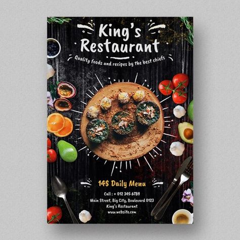 Restaurant Flyer Template Pamphlet Design For Food, Food Pamphlet Design Creative, Food Pamphlet Design, Food Flyer Design Creative, Food Pamphlet, Food Flyer Design, Cooking Vintage, Menu Cover Design, Dessert Restaurant