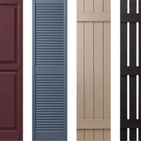 Exterior Shutters - Exterior Window Shutters - Ply Gem Beige Siding With Shutters, Shutters Exterior Colors Tan House, Exterior House Shutters Ideas, Shutters Vs No Shutters Exterior, Shutter Styles Exterior, Craftsman Shutters, Exterior Shutter Colors, Exterior Window Shutters, Brown Shutters