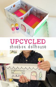 House From Shoe Box Diy Projects, Shoebox Dollhouse Diy, Shoe Box Doll House Diy, Cardboard Box Dollhouse, Shoe Box Crafts Diy, Shoe Box Crafts For Kids, Shoe Box Doll House, Shoe Box House, Shoebox Diy