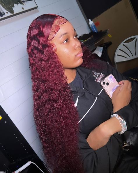 Red Curly Lace Front Wigs Hairstyles, Red Waterwave Wig, Burgundy Curly Frontal Wig, Water Wave Burgundy Wig, Red Wig Curly, Side Part Burgundy Deep Wave Wig, Burgundy Curly Wig Hairstyles, Deep Wave Burgundy Wig Styles, Burgundy Deep Wave Wig Hairstyles