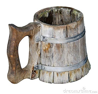 Old Isolated wooden handmade beer mug Viking Tavern, Viking Pottery, Fantasy Tavern, Medieval Interior, Wooden Beer Mug, Wood Mug, Turning Projects, Wood Turning Projects, Small Wood Projects