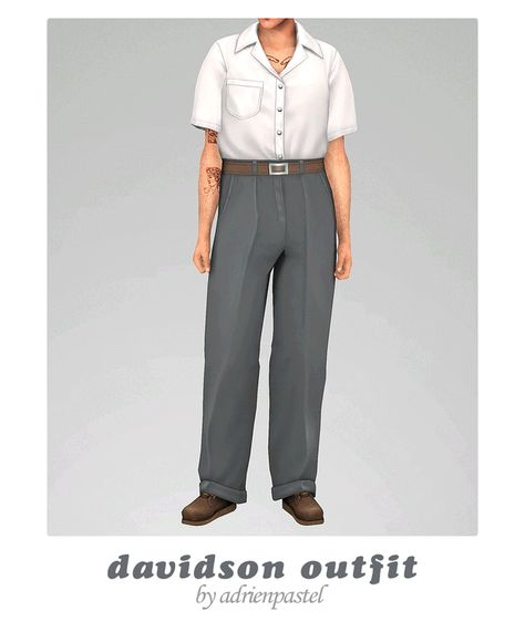 Davidson Outfit | Patreon Sims 4 Cc 60s Clothes Men, 80s Clothes Men, Dad Outfits, Sims 4 Decades Challenge, Cc Sims4, Sims Packs, Cc Clothes, Sims 4 Cc Skin, Free Sims