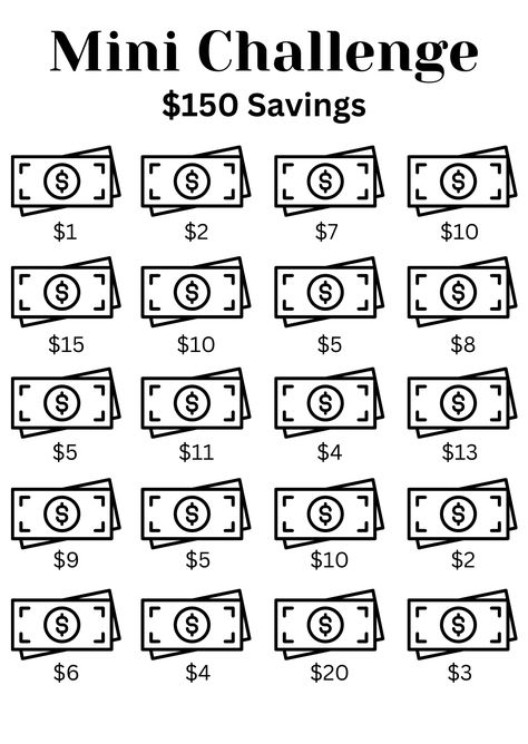 Save Money Chart, How To Make Savings Envelopes, Fun Money Challenges, Small Money Saving Challenge, Cash Savings Challenge, A6 Savings Challenge Free, Small Savings Challenge Biweekly, Budget Binder Saving Challenge, Mini Savings Challenge Free