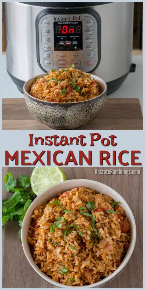 Best recipe for Instant Pot Mexican Rice - quick and easy to make in a pressure cooker! It is an easy and vegan one pot meal that makes a delicious side dish and goes well with tacos, burritos, refried beans or your favorite Mexican dinner. #mexicanrice #instantpot #pressurecooker #tacotuesday Instant Pot Mexican Rice, Salsa Ranchera, Instant Pot Mexican, Mexican Rice Easy, Spanish Rice Recipe, Easy Pressure Cooker Recipes, Mexican Rice Recipes, Mexican Side Dishes, Recipe Mexican