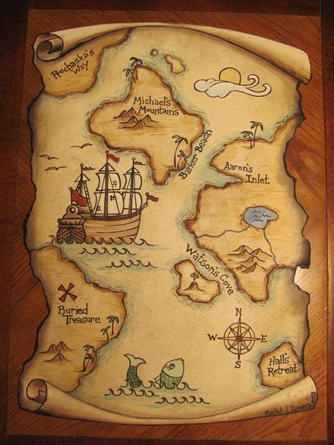 Treasure Map Drawing, Pirate Map, Maps Aesthetic, History Drawings, Map Sketch, Mind Map Design, Pirate Treasure Maps, Crafts For Kids Paper, Map Wall Mural