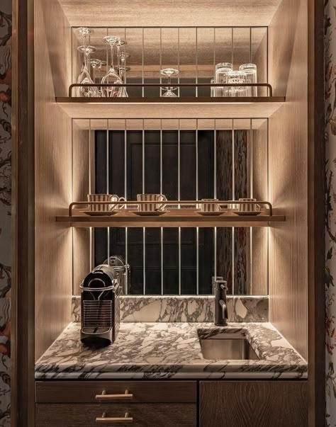 Bar In Room, House Coffee Bar, Hotel Coffee Bar, Hotel Minibar, Bar Mini, Bar In Casa, House Coffee, Coffee Nook, Bar Designs