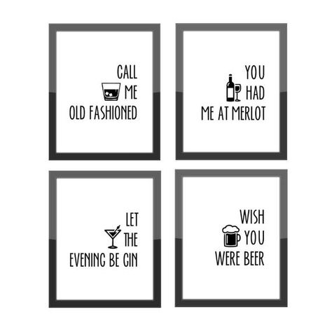 Cocktail Quotes, Kitchen Wall Prints, Bar Quotes, Diy Home Decor For Apartments, Alcohol Quotes, Cocktail Theme, Funny Home Decor, Wine Decor, Kitchen Humor