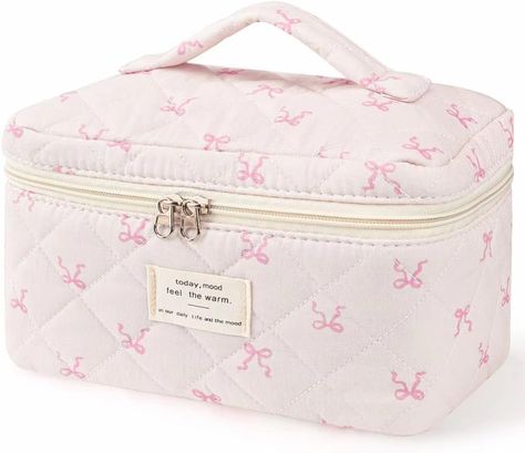 Large Travel Quilted Makeup Bag，Cute Bow Cotton cosmetic bag, Fashionable aesthetic makeup bag,Coquette Aesthetic Floral Travel Toiletry Bag for Women and Girls Check more at https://www.washingtonpharmacy.net/large-travel-quilted-makeup-bag%ef%bc%8ccute-bow-cotton-cosmetic-bag-fashionable-aesthetic-makeup-bagcoquette-aesthetic-floral-travel-toiletry-bag-for-women-and-girls/ Makeup Bag Coquette, It Girl Makeup, Aesthetic Makeup Bag, Quilted Makeup Bag, Pink Makeup Bag, Todays Mood, My Christmas List, Aesthetic Floral, Travel Toiletry Bag