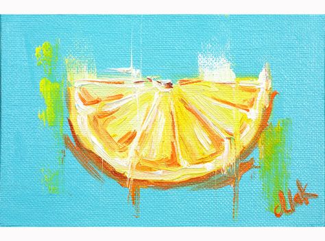 Lemon Oil Painting, Pin Embroidery, Orange Artwork, Abstract Fruit, Wall Art Orange, Lemon Painting, Seascape Wall Art, Seascape Art, Lemon Oil