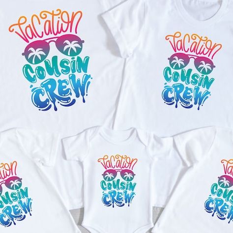 Cousin Crew Vacation Shirts, Cousin Crew Beach Shirts, Cousin T Shirt Ideas, Cousin Shirts Adults, Travel Merch, Cousin Vacation, Reunion Activities, Family Reunion Activities, Cousins Shirts