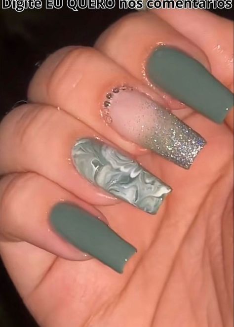 Neal Art, Pointed Nails, Nails Desing, Manicure Y Pedicure, Green Nails, Nail Designer, Diy Nails, Simple Nails, Glow Up?