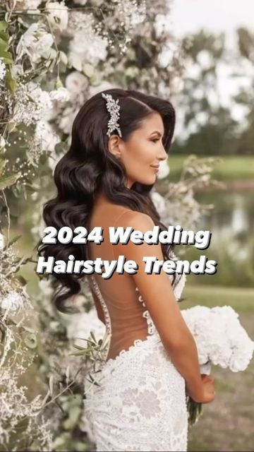 Soft Waved Hair, 2024 Bridal Hair Styles, Bride Hairstyles Dark Hair, Bridal Hairstyles 2024 Trends, Bridal Hair 2024 Trends, Bride 2024 Trends, Wedding Hairstyles 2024 Trends, Wedding Hairstyles For Long Hair Half Up The Bride, Bride Hairstyles 2024