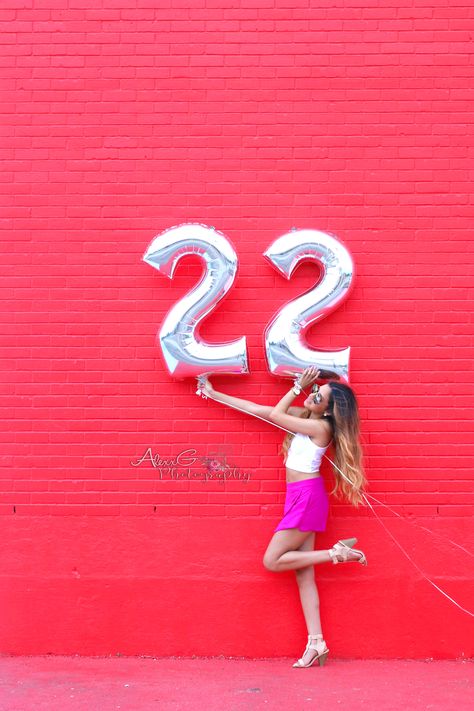 22 Birthday Photoshoot - SugarClothWall - Color Wall - Foil Number Balloons                                                                                                                                                                                 More Birthday Balloons Pictures, 22 Birthday, Balloons Photography, Foil Number Balloons, Balloon Pictures, 21st Birthday Photoshoot, 23rd Birthday, Color Wall, 22nd Birthday