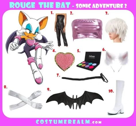 Rouge The Bat Costume Rogue The Bat Costume, Rouge The Bat Costume, Rouge The Bat Cosplay, Adventure Costume, Bat Halloween Costume, Costume Guide, Sonic Adventure 2, Bat Costume, Rouge The Bat