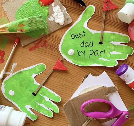 Sport Themed Crafts, Owl Room, Golf Crafts, Diy Father's Day Crafts, Fathers Day Art, Father's Day Activities, Footprint Crafts, Baby Art Projects, Preschool Gifts