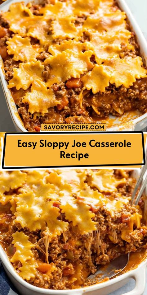 Craving a fun twist on a classic meal? This Easy Sloppy Joe Casserole Recipe is a delightful way to enjoy ground beef, packed with flavor and topped with cheesy goodness. Don’t forget to save this recipe for a tasty family favorite that’s sure to please! Casserole With Pasta, Sloppy Joes Pasta, Sloppy Joe Recipe Easy, Sloppy Joe Recipe, Sloppy Joes Easy, Sloppy Joe Casserole, Joe Recipe, Sloppy Joes Recipe, Cheesy Casserole