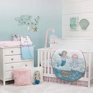 mermaid nursery idea - girl nursery theme - ocean nursery - amorecraftylife.com #baby #nursery #babygift Mermaid Bedding, Mermaid Nursery, Mermaid Room, Baby Sleep Problems, Nursery Crib, Crib Bedding Sets, Fitted Crib Sheet, Nursery Inspiration