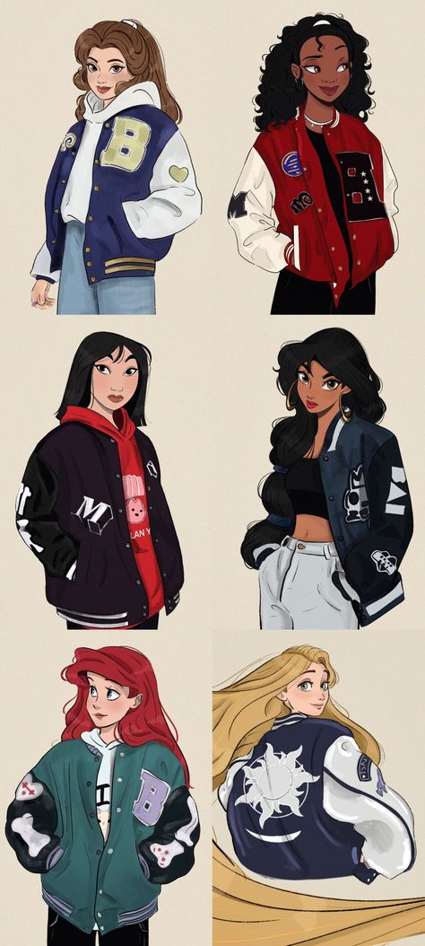 Disney Characters In Modern Clothing, Modern Disney Princess Outfits Drawings, Disney Princesses In Modern Clothes, Disney Princess Fashion Modern, Mulan Outfit Ideas Modern Disney, Mulan Modern Outfit, Disney Modern Outfits, Modern Disney Princess Drawings, Disney Princess Fan Art Modern