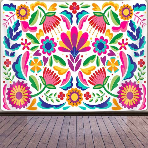 PRICES MAY VARY. 【Size】: 60 x 40 inch (150 x 100 cm), Hang this Mexican tapestry by decor tacks or pushpin directly, very easy. 【Tapestry Material】: This Mexican Floral tapestry is made of 100% polyester fabric, durable, safety, lightweight, Don't worry about fading and pungent smell. 【ELEGANT DESIGN】: This Ethnic Floral Tapestry uses advanced HD printing.The vivid color crisp line delicate hemming strong layering and unique colorful style will bring your room enough vibrant. 【MULTIPLE USE】: Thi Mexican Theme Room Decor, Mexican Art Traditional, Mexican Murals, Mexican Tapestry, Mexican Prints, Plant Tapestry, Hippie Tapestries, Mexican Folk Art Decor, Color Compliments