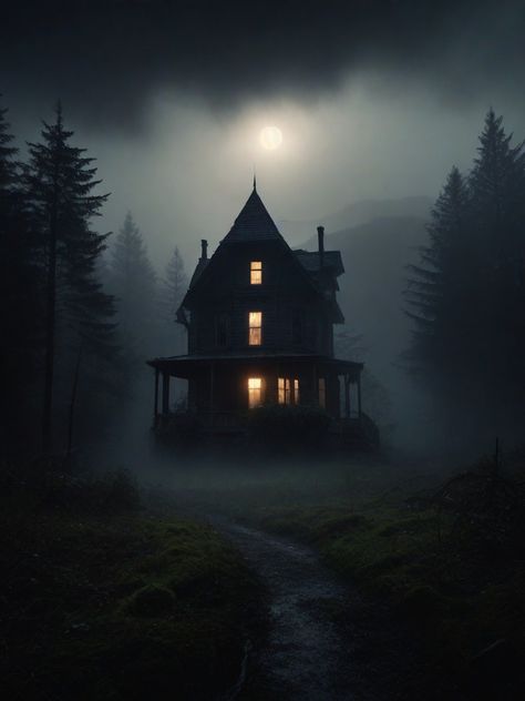 House In Dark Forest, Fantasy Jungle, Tv Room Design, Dark Home Decor, Halloween 4, Dark Home, Urban Legends, The Witch, Dark Forest