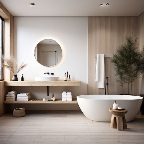 Interior Design Inspiration (@littlehomeidea) • Instagram photos and videos Skandi Style Bathrooms, Hotel Bathroom Inspiration, Modern Scandinavian Bathroom, Wallpaper Decor Ideas, Wallpaper Design Ideas, Bathrooms Inspiration, Primary Bath, Scandinavian Bathroom, Scandinavian Interior Design