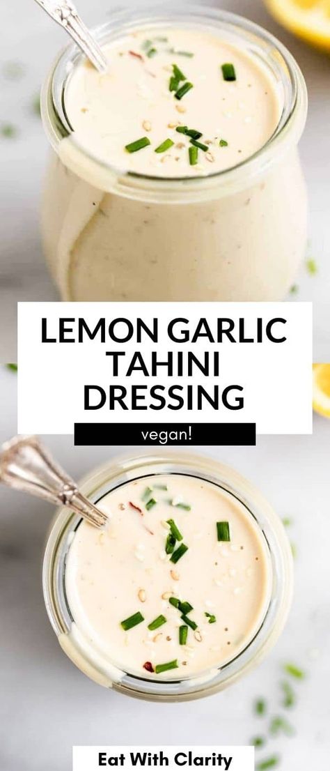 Mediterranean Tahini Dressing, Best Healthy Sauces, Dressing Recipes For Salads, Cucumber Tahini Dressing, Easy Healthy Dressing Recipes, Healthy Dressings For Bowls, Nourish Bowl Dressing Recipes, Dressing For Veggie Bowls, Tahini Garlic Dressing