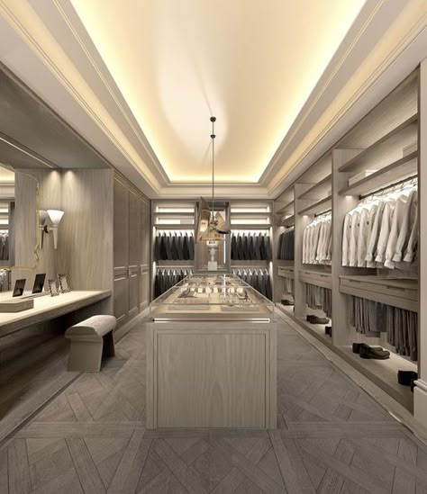 ♔ Placards Luxueux pour Hommes Massive Walk In Wardrobe, Large Walk In Closets Master Suite, Gorgeous Walk In Closet, Big Closet Luxury, Big Closet Aesthetic, Dressing Luxe, Walk In Closet Huge, Luxury Closet Mansions, Big Walk In Closet