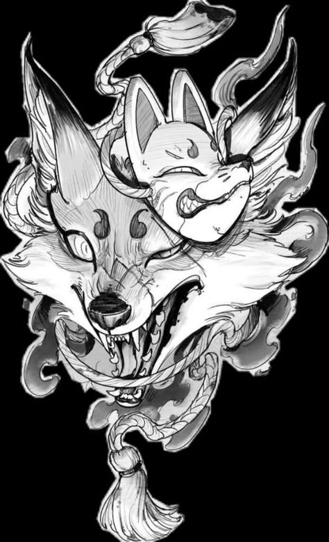 Japanese Fox Tattoo, Fox Tattoo Sketch, Kitsune Tattoo, Fox Tattoo Design, Abstract Tattoo Designs, Samurai Tattoo Design, Creepy Tattoos, Leg Sleeve Tattoo, Fox Tattoo