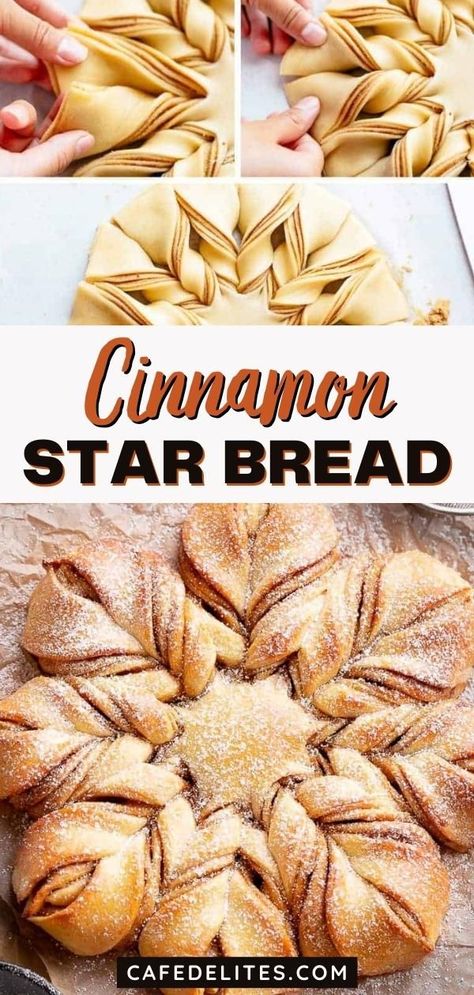 Cinnamon Star Bread Recipe, Star Bread Recipe, Cinnamon Star Bread, Rhodes Rolls, Beautiful Bread, Star Bread, Yeast Dough, Holiday Bread, Christmas Bread