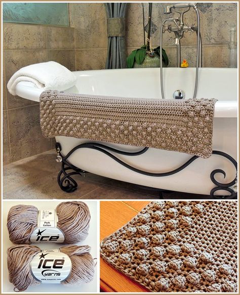 Crochet Bathmat Free Crochet Pattern Crochet Bath Mat, Hantverk Diy, Crochet Flats, Crochet Mat, Crochet Rugs, Crochet Kitchen, Puff Stitch, Crochet Home Decor, Crochet For Home