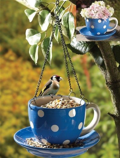 Make A Bird Feeder, Bird Feeder Plans, Teacup Crafts, Homemade Bird Feeders, Tea Cup Bird Feeder, Bird House Feeder, Diy Bird Feeder, Hanging Bird Feeders, Outdoor Crafts