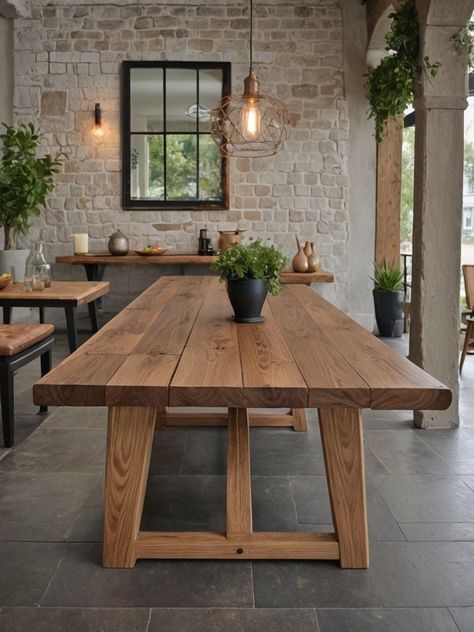 Rustic Solid Wood Dining Table - Handcrafted Office & Conference Table - Farmhouse Solid Wood Table - Modern Dining Table von BuildYourClock auf Etsy Office Conference Table, Wood Table Modern, Custom Dining Tables, Table Farmhouse, Bar Tables, Solid Wood Table, Table Modern, Solid Wood Dining Table, Conference Table