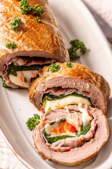 Stuffed Pork Loin Stuffed Pork Loin Roast In Oven, Pork Loin Wrapped In Puff Pastry, Pork Tenderloin Roll Up, Stuffed Tenderloin Pork, Stuffed Pork Loin Recipes Oven, Smoked Stuffed Pork Loin, Stuffed Pork Loin Roast, Rolled Pork Roast, Potato Pizza Crust