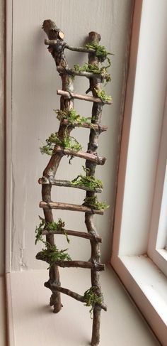 Fairy Ladder, Fairy Garden Design Ideas, Fairy Window, Garden Ladder, Driftwood Furniture, Fairy Tree Houses, Fairy Garden Furniture, Fairy Garden Crafts, Fairy Garden Designs