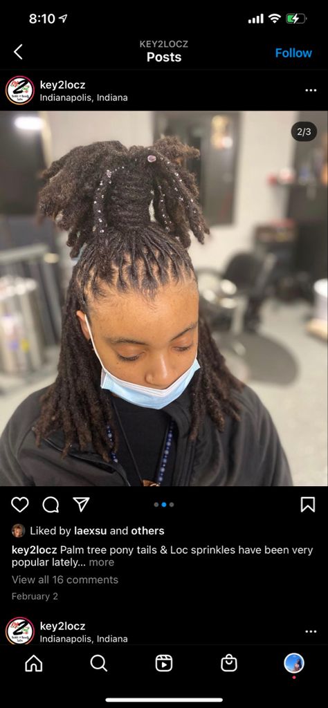 Palm Tree Hairstyle Locs, Palm Tree Loc Style Women, Palm Tree Dreads Hairstyle, Palm Tree Loc Style, Dread Designs, Hair Locs, Natural Hair Weaves, Locs Styles, Loc Journey