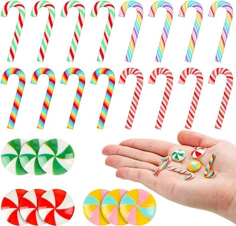 Amazon.com: 120 Pcs Mini Christmas Candy Cane Peppermint Ornaments Xmas Rainbow Fake Candy Decorations Tiny Candy Canes for Crafts No Hole Hanging Candy Cane Beads for DIY Scrapbooking (Multicolor,Cute Size) : Home & Kitchen Fake Candy Decorations, Peppermint Ornaments, Peppermint Christmas Decorations, Peppermint Ornament, Christmas Candy Cane Decorations, Fake Candy, Candy Cane Decorations, Mini Candy Canes, Beads Candy