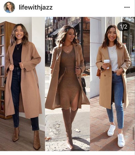 Beige Coat Outfit Classy, Nude Coat Outfit, Tan Coat Outfit, Beige Coat Outfit, September Instagram, Life With Jazz, Camel Coat Outfit, Smart Casual Women Outfits, Simple Winter Outfits