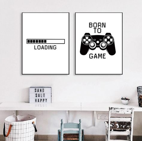 Canvas Painting For Kids, Painting For Kids Room, Gamer Quotes, Quotes Wall Art, Game Poster, Nordic Poster, Nordic Art, Print Illustration, Kids Room Wall Art